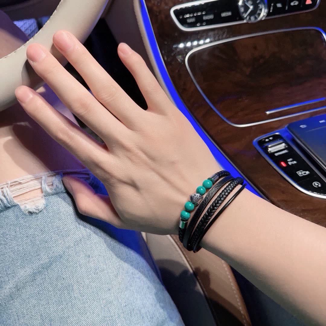 Louis Vuitton Leather and Bead Bracelet